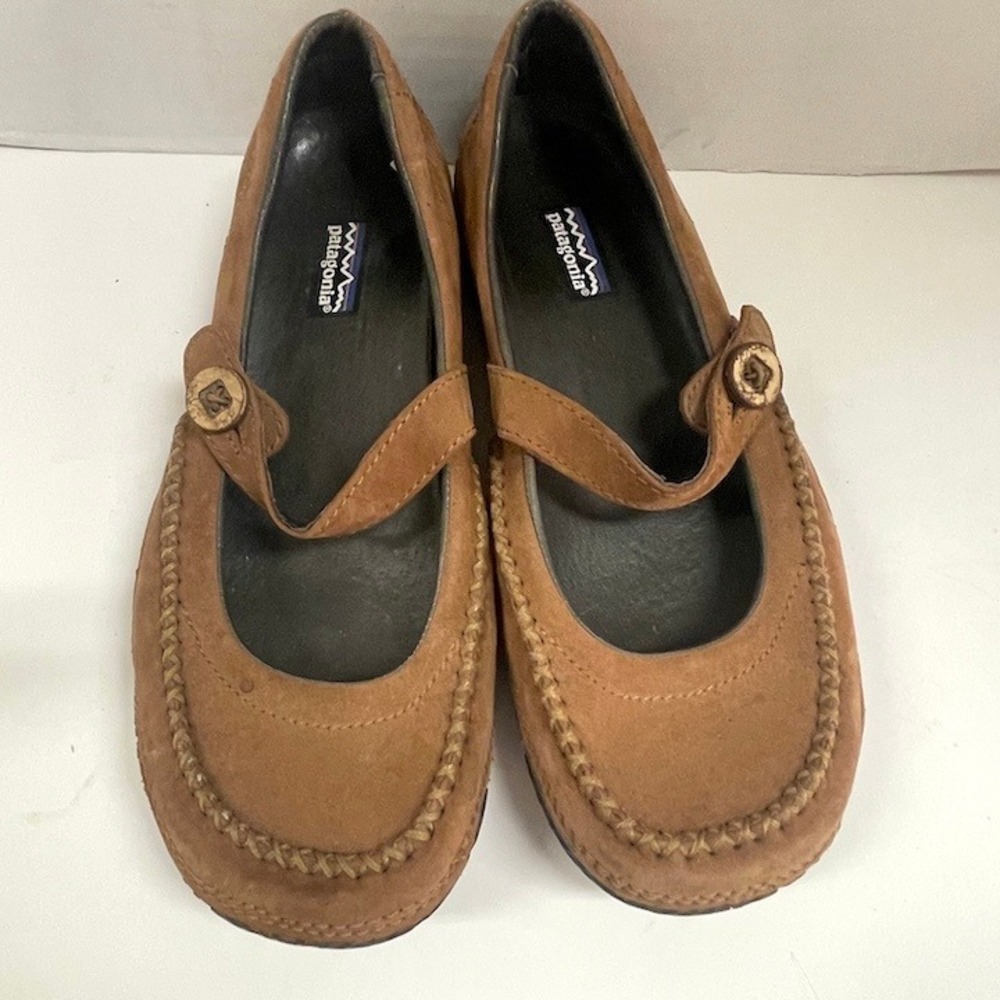 Patagonia Poppy Teakwood Suede Mary Jane Comfort Flats Clogs | Women's 6